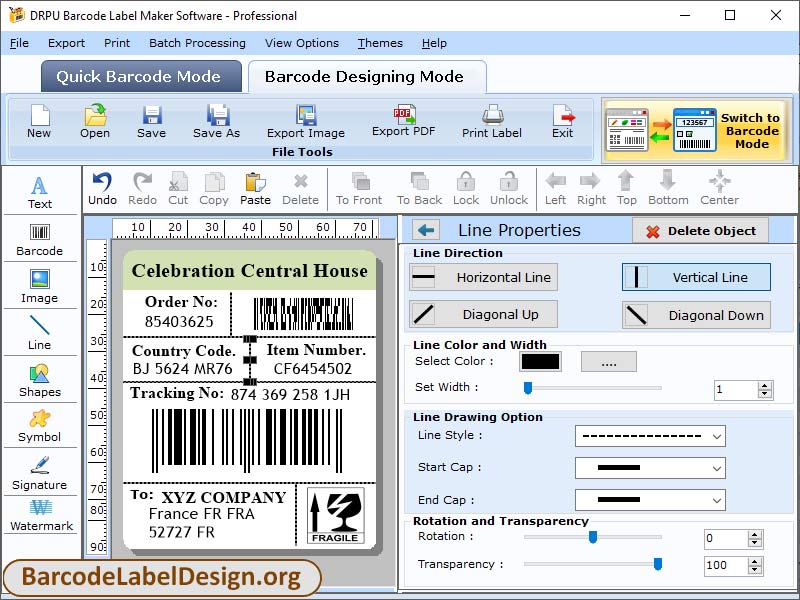 Barcodes screen shot