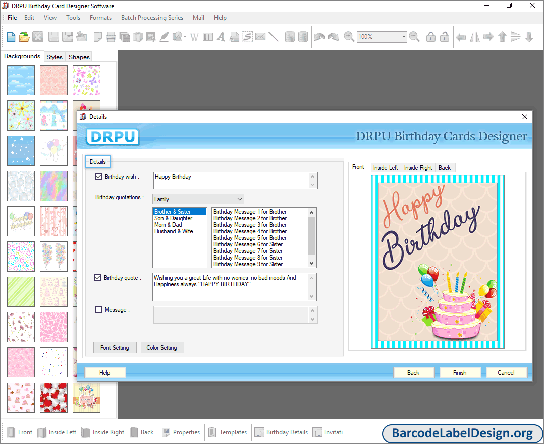 Birthday Card Details