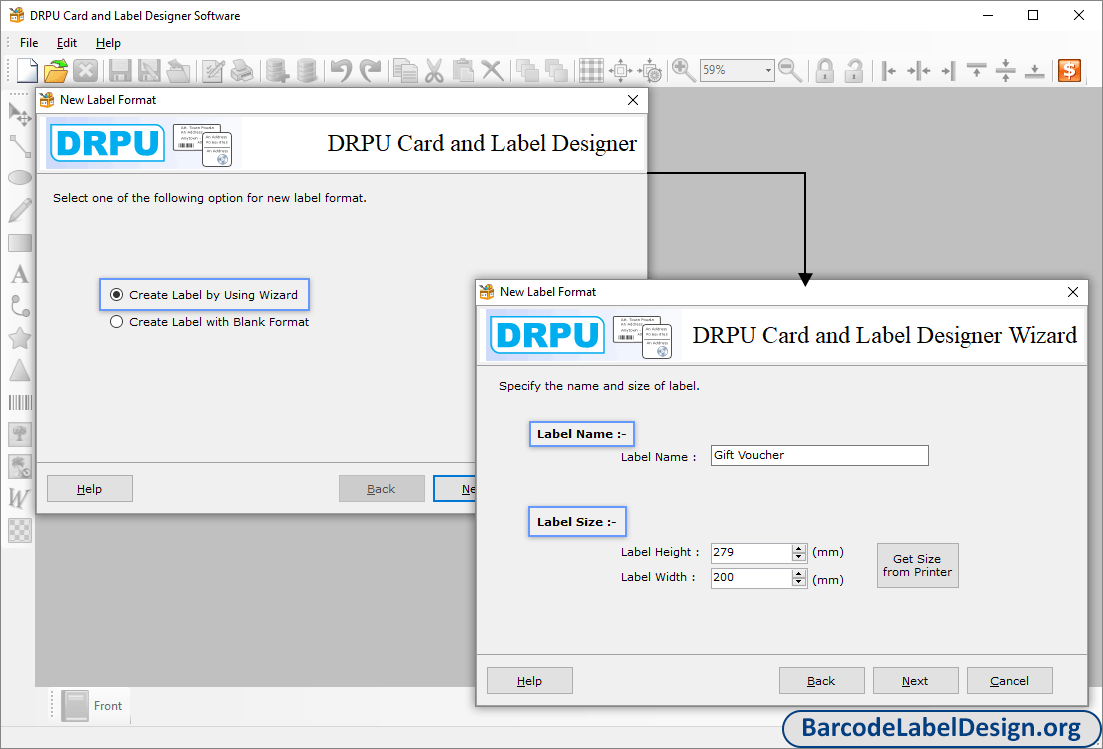 Create Label by Using Wizard