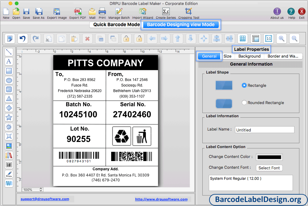 Label Properties Screenshots