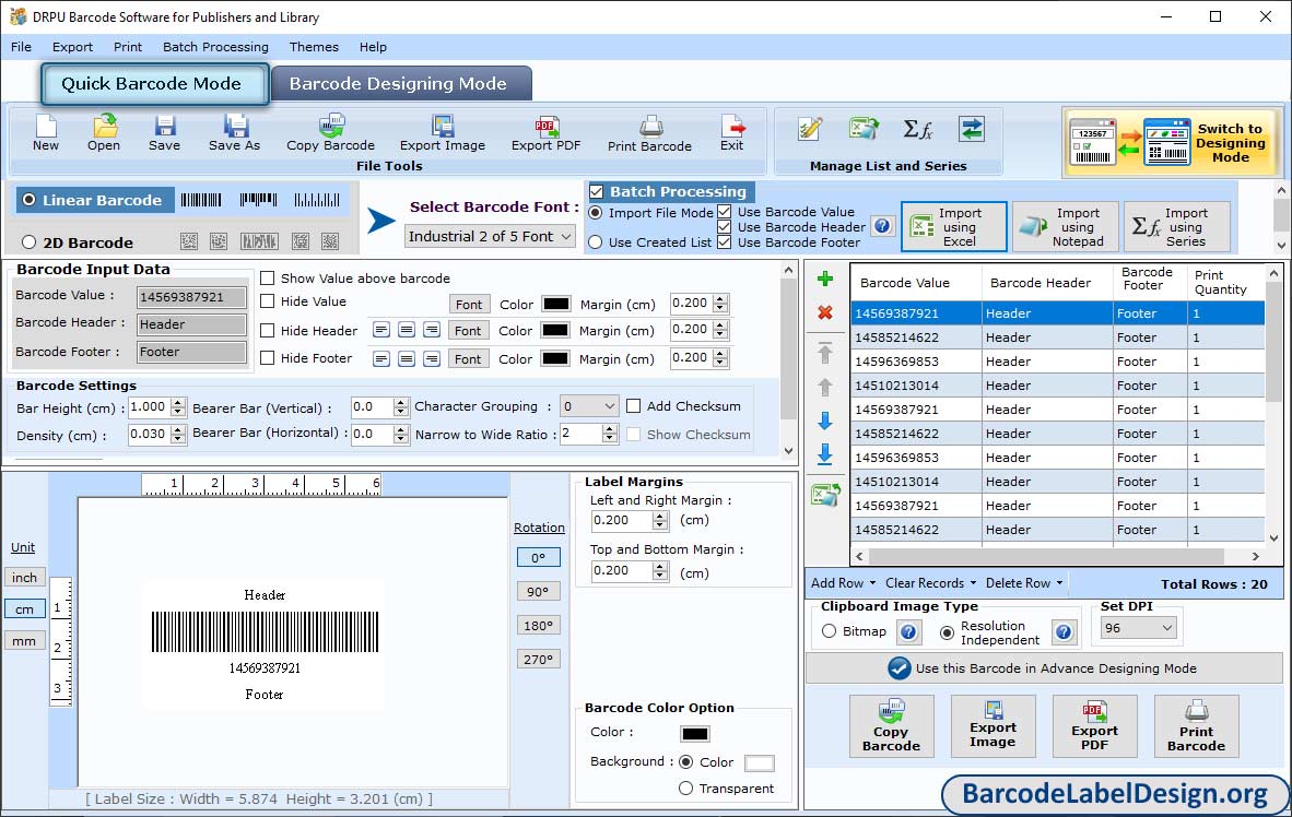 Barcode Settings