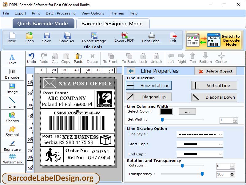 Screenshot of Postal Barcode Label Maker 7.2.6.2