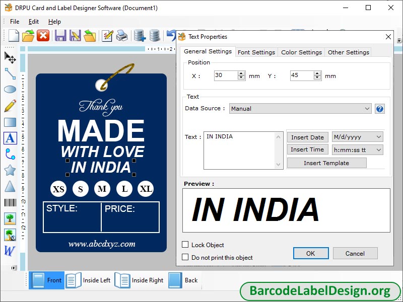 Screenshot of ID Card Designer Software