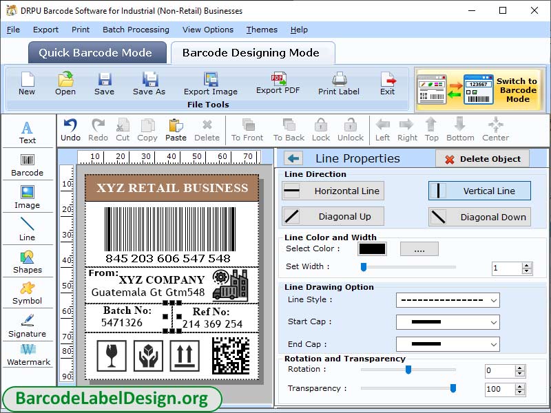 Screenshot of Warehousing Industry Barcode Labels