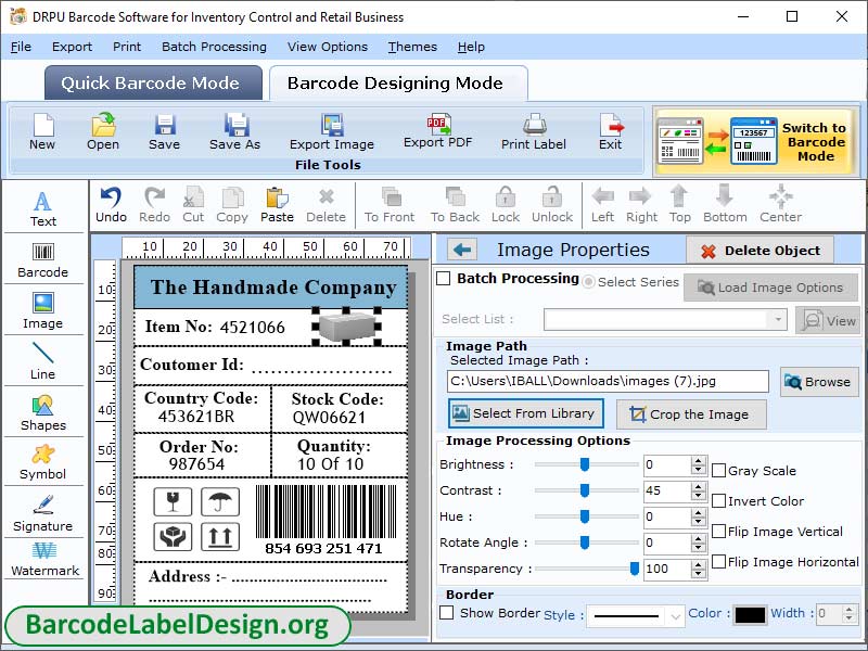 Screenshot of Design Retail Barcode Label Software