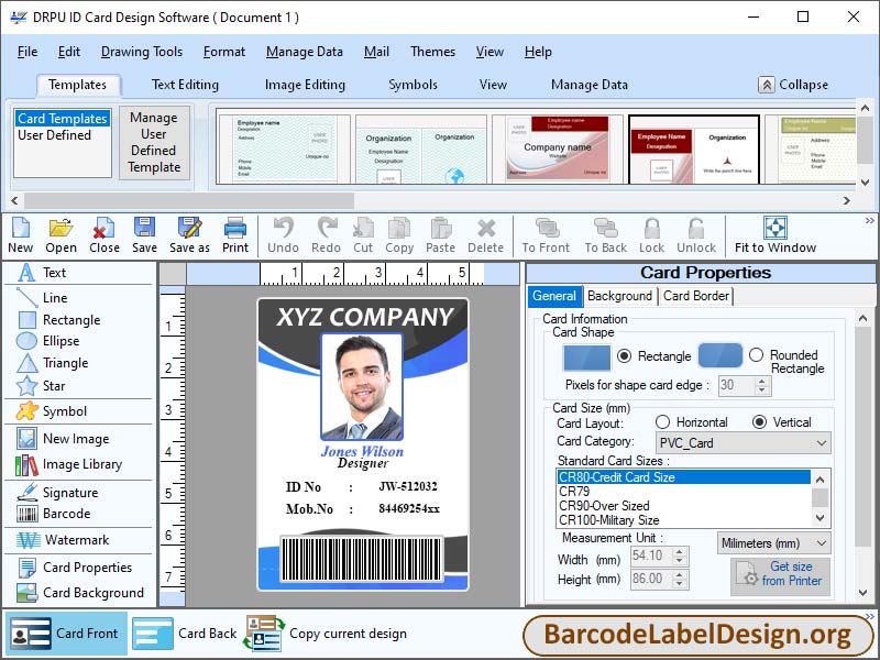 Screenshot of ID Card Maker Program