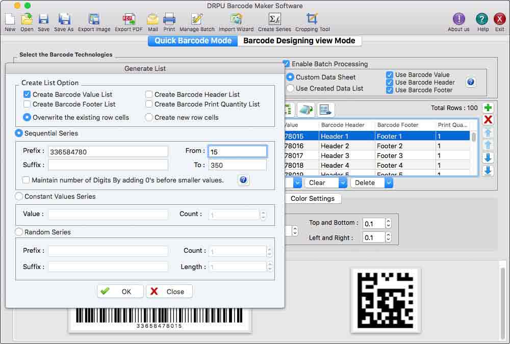 Screenshot of Mac Barcode Maker Software